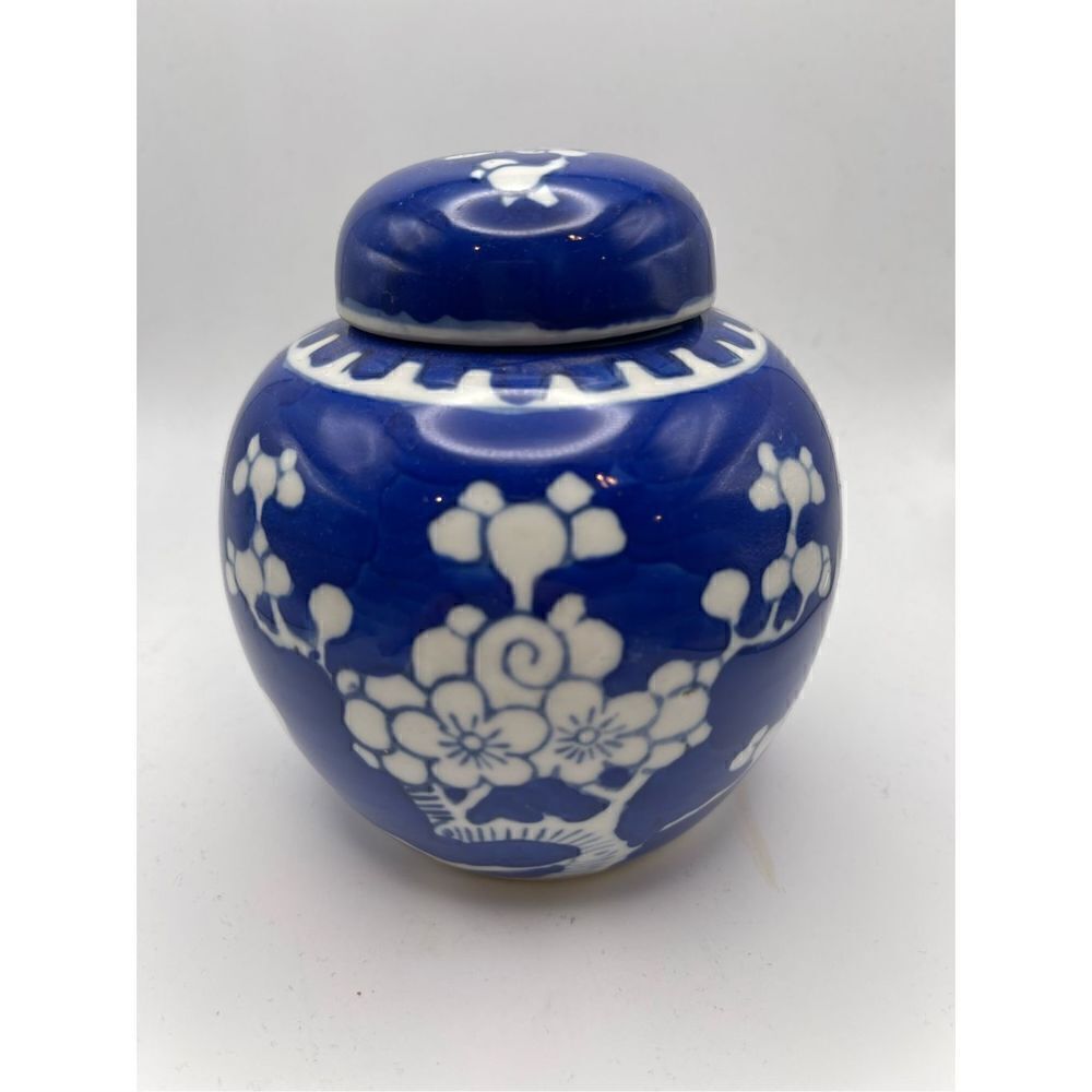 Ginger Jar vintage blue white cherry blossom